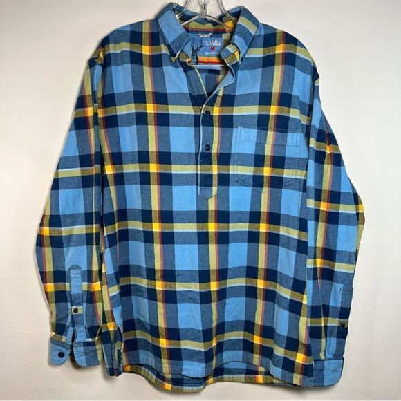 Chubbies Mens The Nutter Blue Yellow Plaid Quarter Button Up Long Sleeve Shirt M - Picture 1 of 6